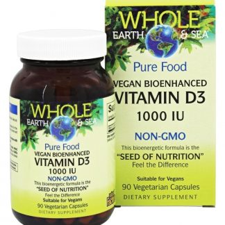 Pure Alimento Vitamina D3 Bioenhançado Vegano 1000 IU - Cápsulas vegetarianas 90 Whole Earth & Sea