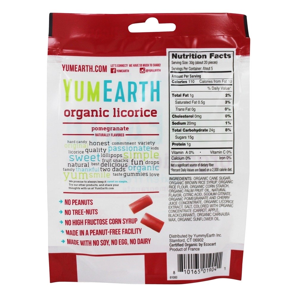 Romã de alcaçuz sem glúten orgânico - 5 oz. YumEarth - Imagem 2