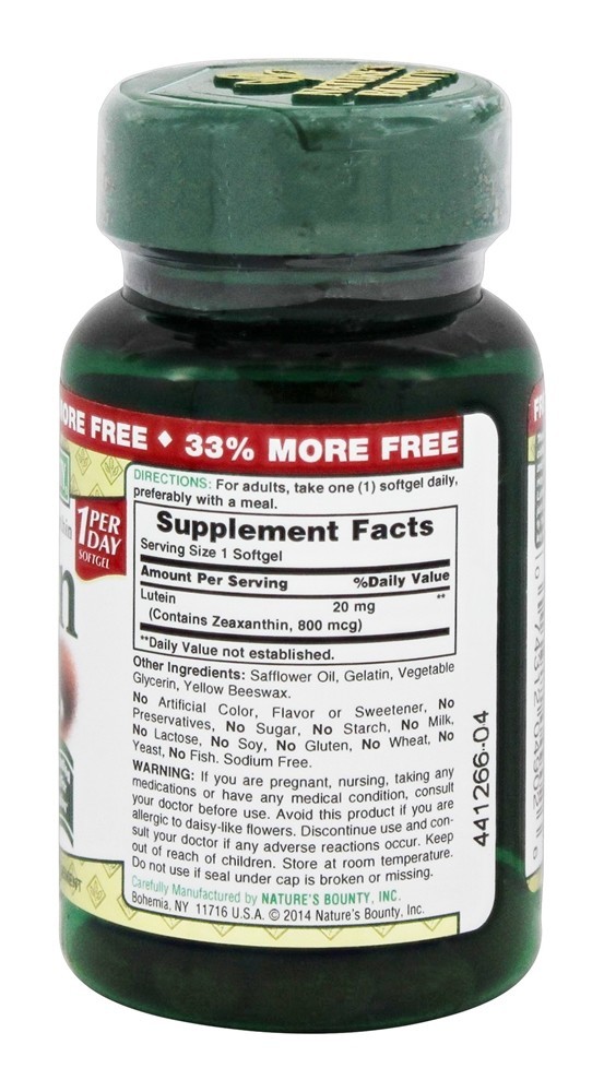 Luteína 20 mg. - 40 Softgels Nature's Bounty - Imagem 2