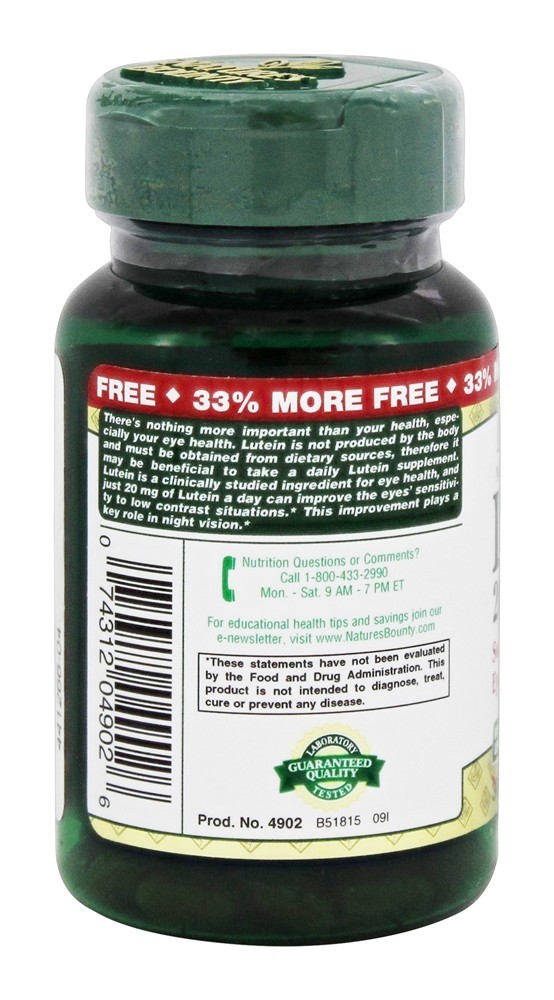 Luteína 20 mg. - 40 Softgels Nature's Bounty - Imagem 3