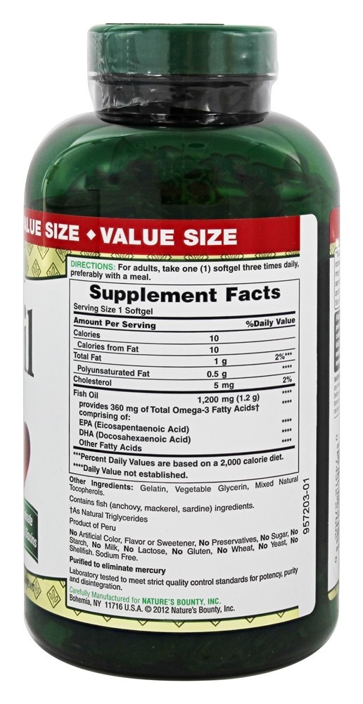 Óleo de Peixe 1200 mg. - 320 Softgels Nature's Bounty - Imagem 2