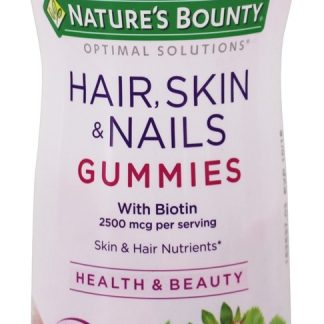 Optimal Solutions Cabelo, Pele & Unhas Sabor Morango 2500 mcg. - 80 Gummies Nature's Bounty