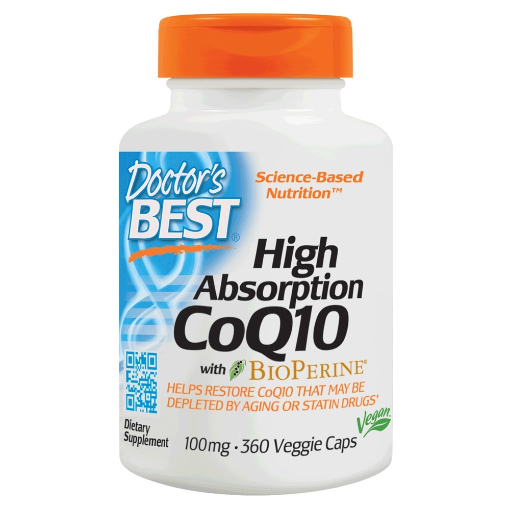 CoQ10 de Alta Absorção com BioPerina 100 mg. - Cápsulas vegetarianas 360 Doctor's Best