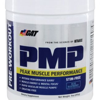 PMP pico desempenho muscular pré-treino sem framboesa azul Stim-Free - 9 oz. GAT