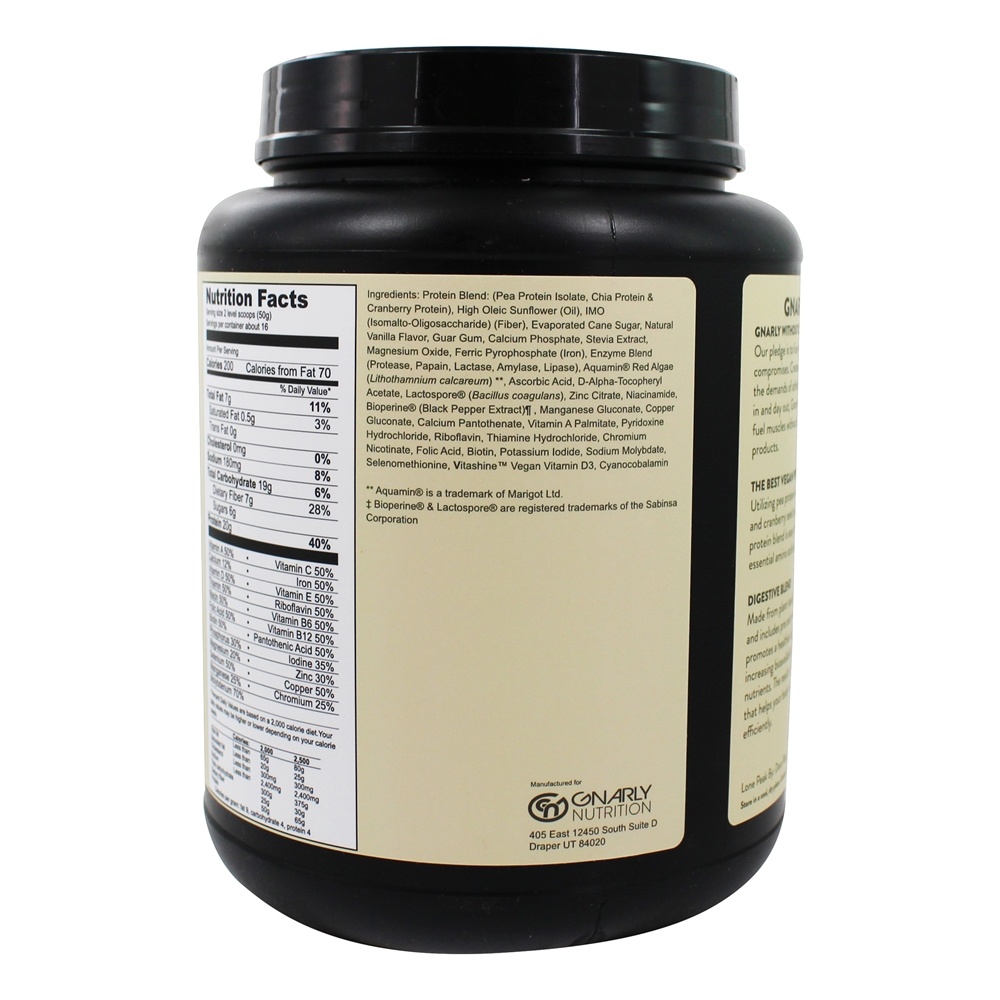 Baunilha em pó para substituição de farelo de proteína vegetal vegana - 28.2 oz. Gnarly Nutrition - Imagem 3