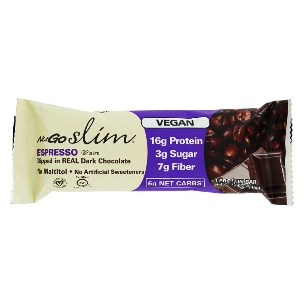 Vegan Esbelto Real Escuro Chocolate Barras Caixa Café expresso - 12 Barras NuGo Nutrition - Imagem 2