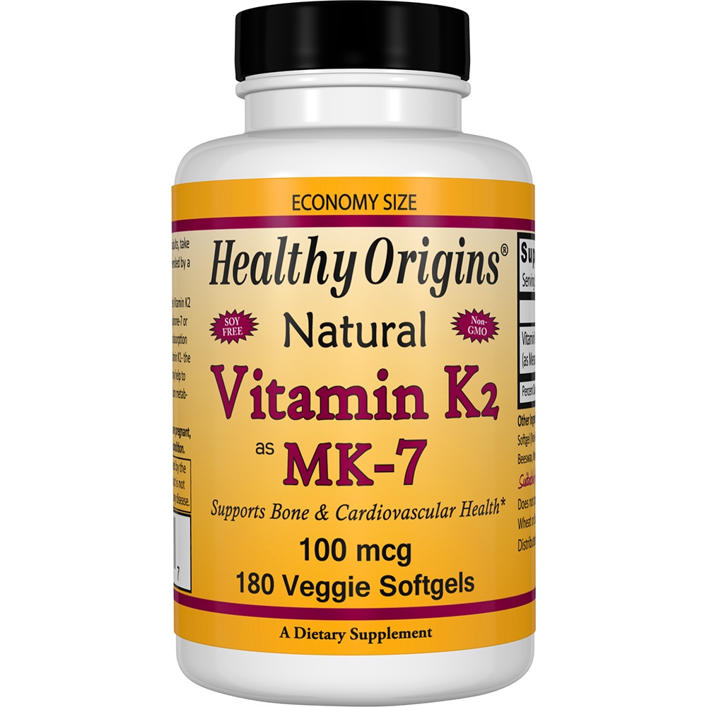 Vitamina K2 Natural, MK7 100 mcg. - 180 Cápsulas Vegetarianas Healthy Origins