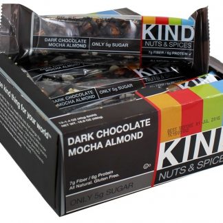 Caixa de Barras de Nozes e Especiarias Mocha de Chocolate Escuro Amêndoa - 12 Barras Kind Bar
