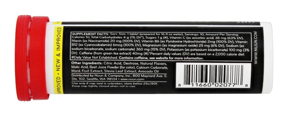 Energia Efervescente Eletrólito & Cafeína Completar Cereja Limeade - 10 Tablets Nuun - Imagem 2