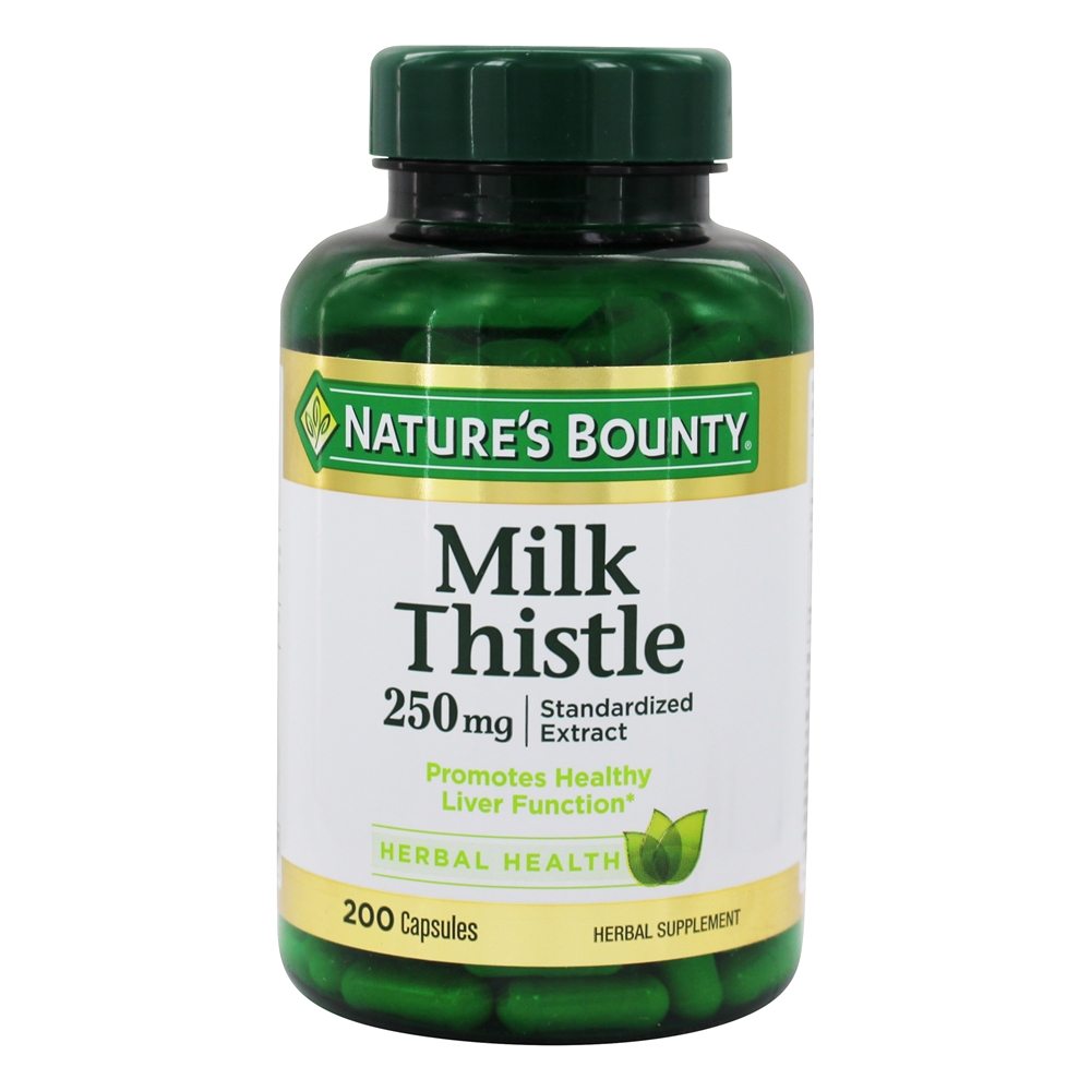 Cardo de leite extrato padronizado para a função do fígado saudável 250 mg. - Cápsulas 200 Nature's Bounty