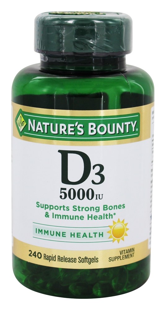 Vitamina D3 da Saúde Imunológica 5000 IU - 240 Softgels Nature's Bounty