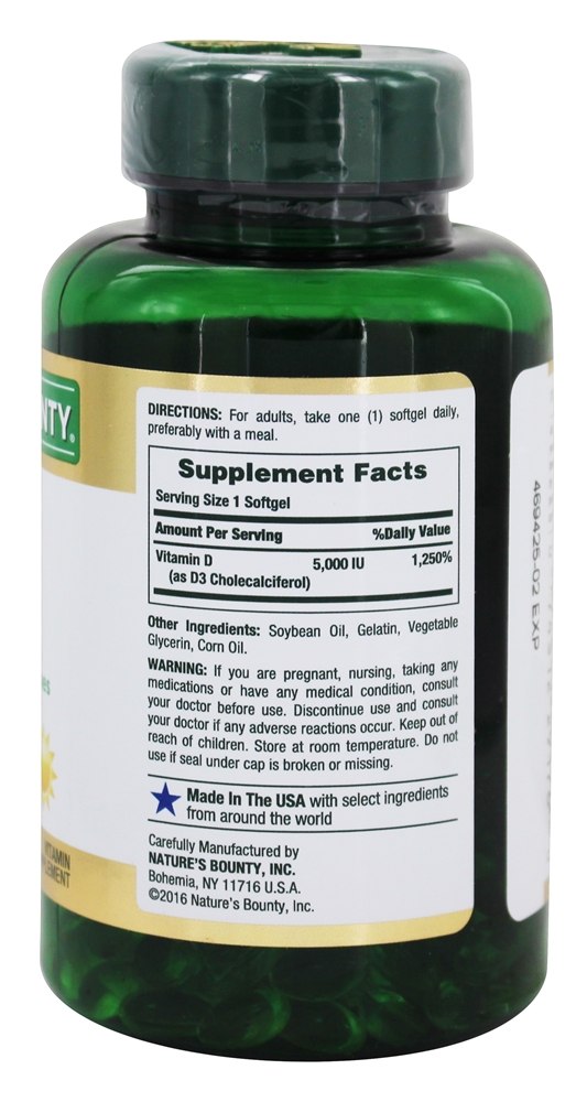 Vitamina D3 da Saúde Imunológica 5000 IU - 240 Softgels Nature's Bounty - Imagem 2