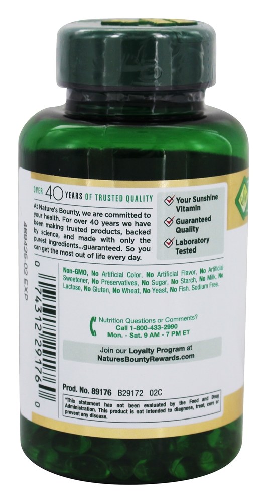 Vitamina D3 da Saúde Imunológica 5000 IU - 240 Softgels Nature's Bounty - Imagem 3