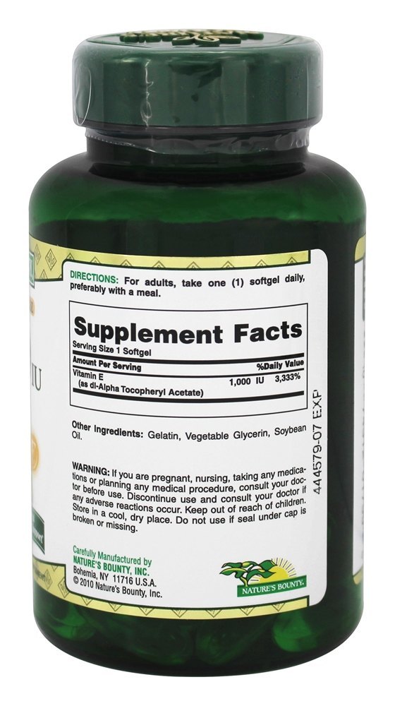Vitamina E 1000 UI - 60 Softgels Nature's Bounty - Imagem 2