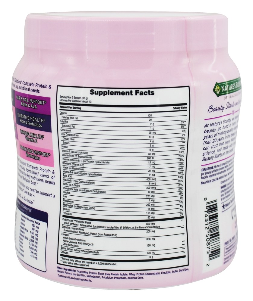 Proteína & Vitamina Completas Mistura Para Shakes Sabor Baunilha - 16 oz. Nature's Bounty - Imagem 2
