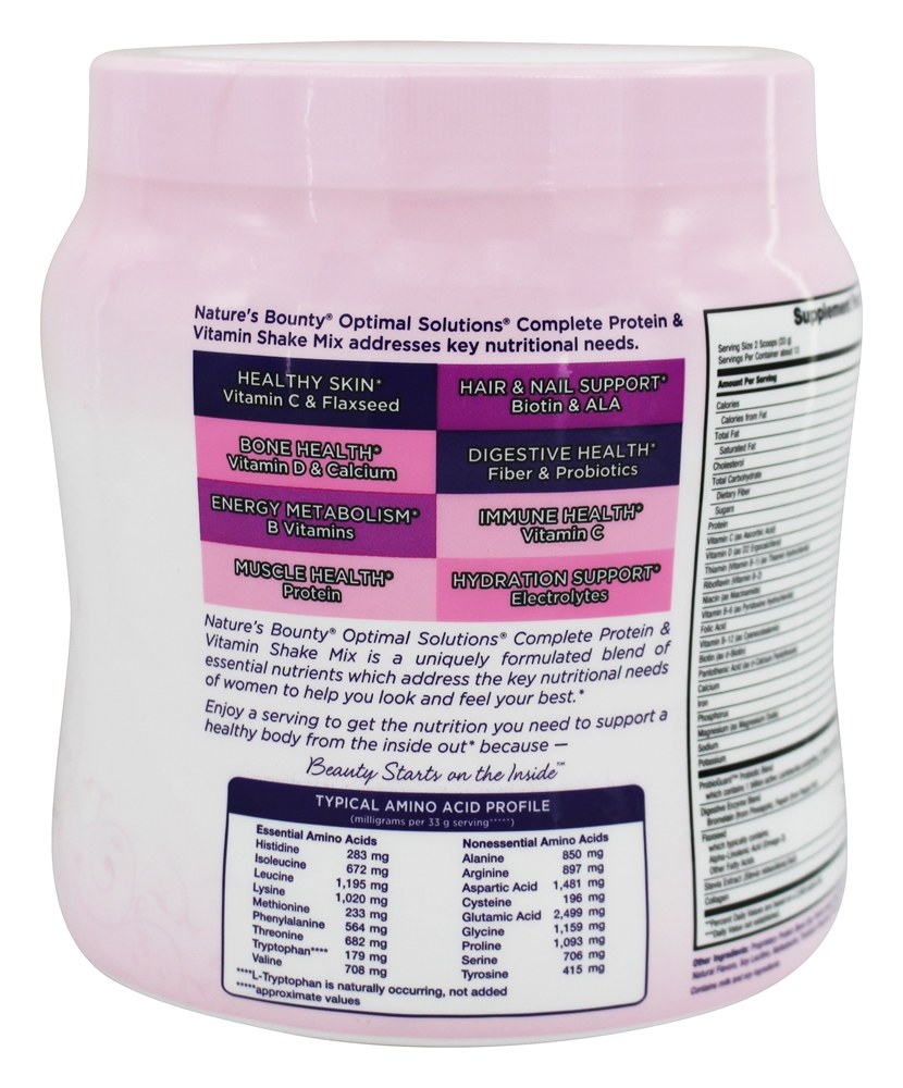 Proteína & Vitamina Completas Mistura Para Shakes Sabor Baunilha - 16 oz. Nature's Bounty - Imagem 3