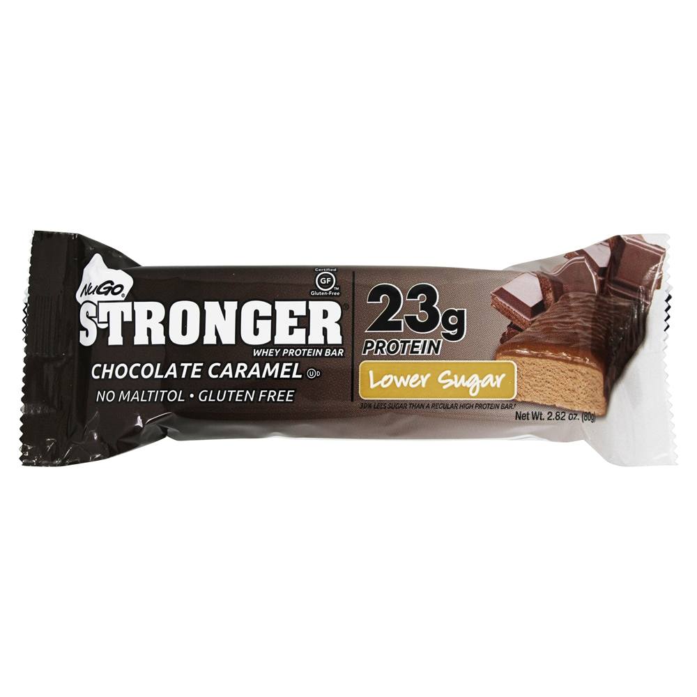 Barra de proteína de soro de leite mais forte Caixa Chocolate Caramelo - 12 Barras NuGo Nutrition - Imagem 3
