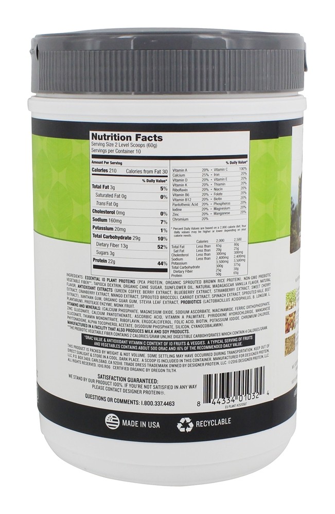 Essencial 10 Substituto de Refeição Madagascar Vanilla - 1.32 lb. Designer Protein - Imagem 2