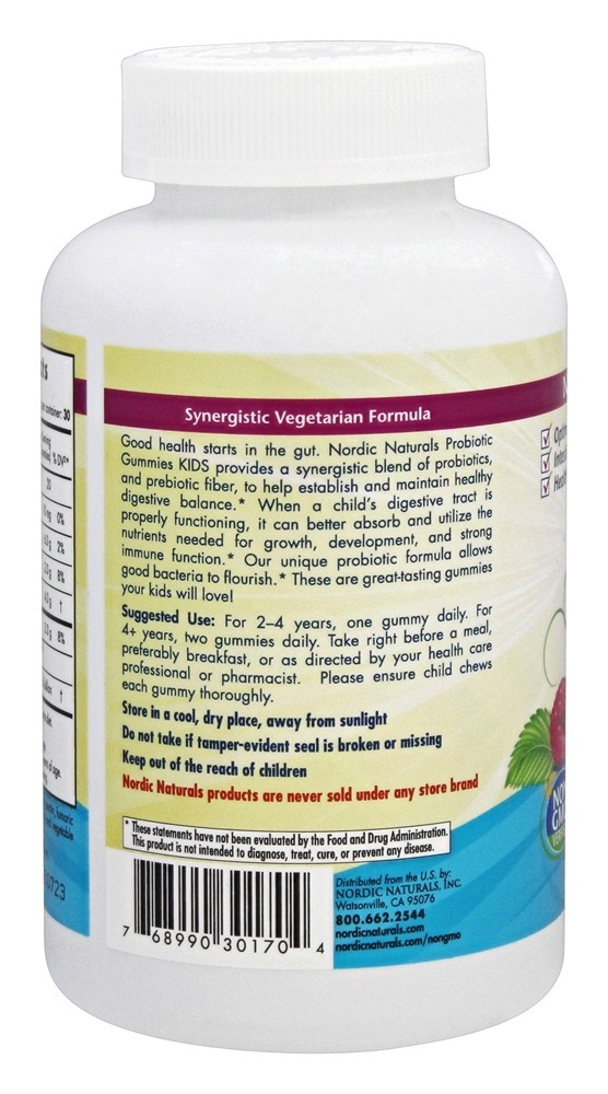 Gominhas Probióticas Para Crianças Sabor de Frutas 1.5 Bilhões de UFC - 60 Gummies Nordic Naturals - Imagem 3