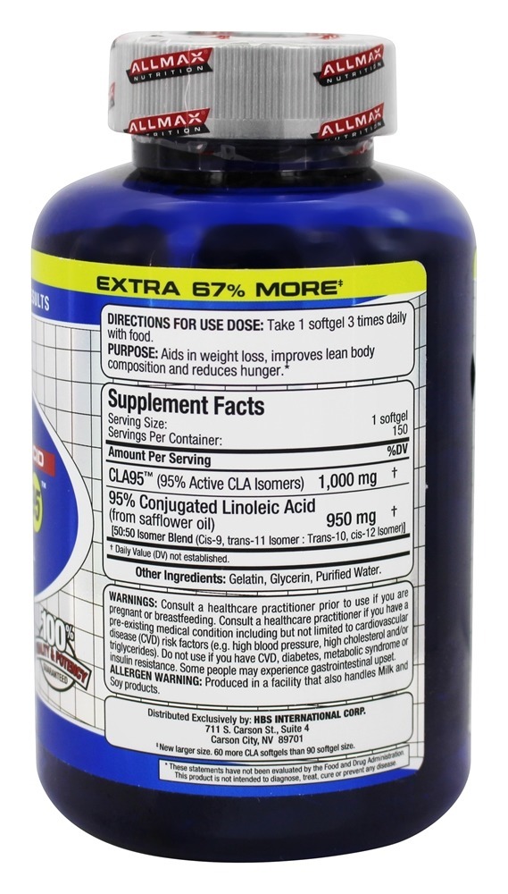 CLA 95 - 150 Softgels AllMax Nutrition - Imagem 2