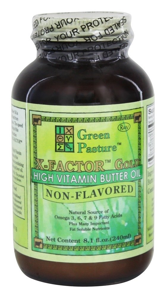 X-Factor Gold Óleo de Manteiga Vitamínico Sem Sabor - 8.1 fl. oz. Green Pasture Products