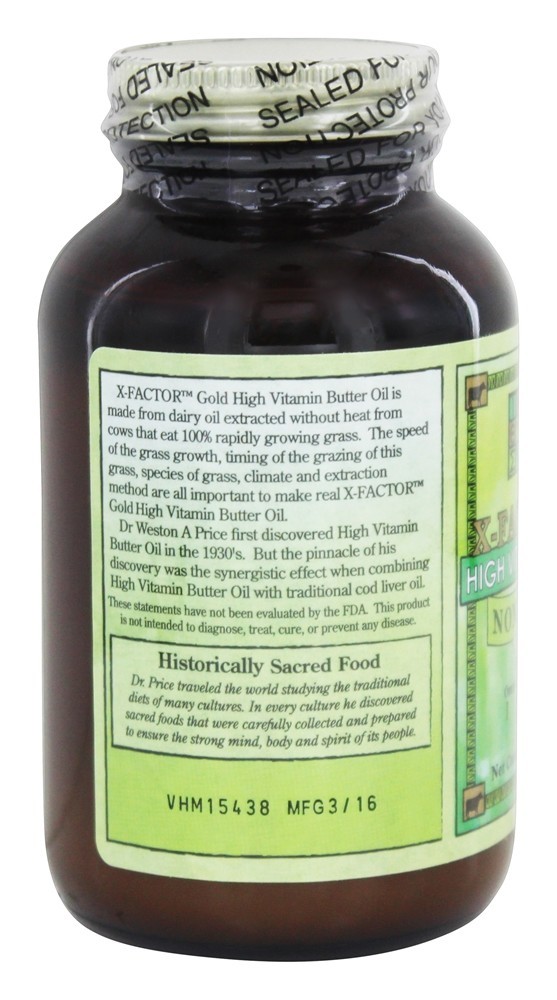X-Factor Gold Óleo de Manteiga Vitamínico Sem Sabor - 8.1 fl. oz. Green Pasture Products - Imagem 3