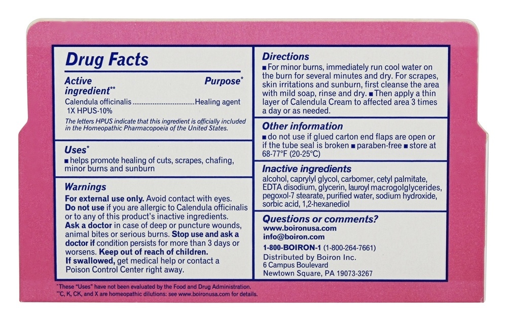 Calendula Cream Homeopathic Medicine para Primeiros Socorros - 2.5 oz. Boiron - Imagem 2