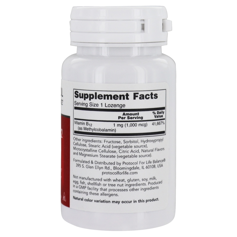 Metil B12 1000 mcg. - 100 Pastilhas Protocol For Life Balance - Imagem 3