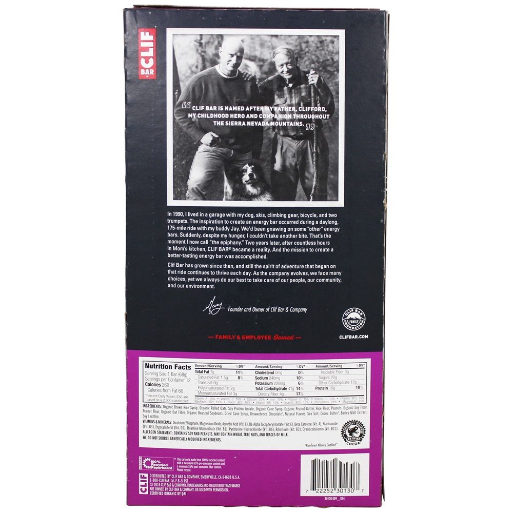 Caixa de Barras de Energia Orgânica Chocolate Crunch De Amendoim - 12 Barras Clif Bar - Imagem 2