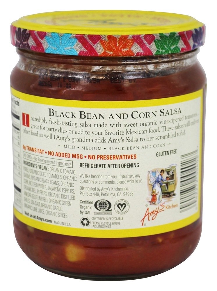 Salsa Orgânica Feijão Preto & Milho - 14.7 oz. Amy's - Imagem 3