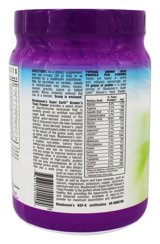 Pó de Levedura de Cerveja Super Terra - 1 lb. Bluebonnet Nutrition - Imagem 3