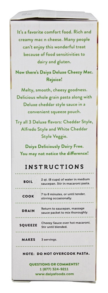 De luxo Cheezy Mac Queijo Cheddar Estilo - 10.6 oz. Daiya - Imagem 3