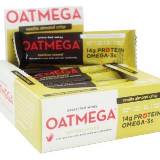 Barras De Soro De Leite De Erva Fresca Caixa De Baunilha De Amêndoa Crisp - 12 Barras Oatmega