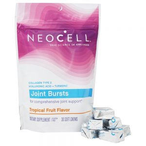 Explosões nas articulações com ácido hialurônico e sabor de frutas tropicais açafrão - 30 mastigação suave NeoCell