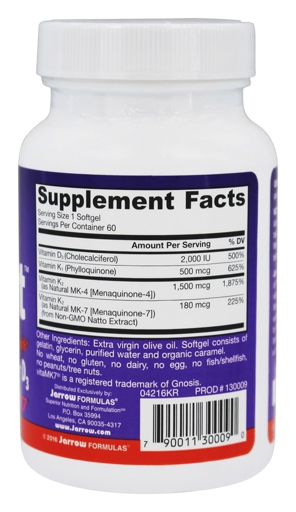 K-Right Complexo de Vitamina K - 60 Softgels Jarrow Formulas - Imagem 2