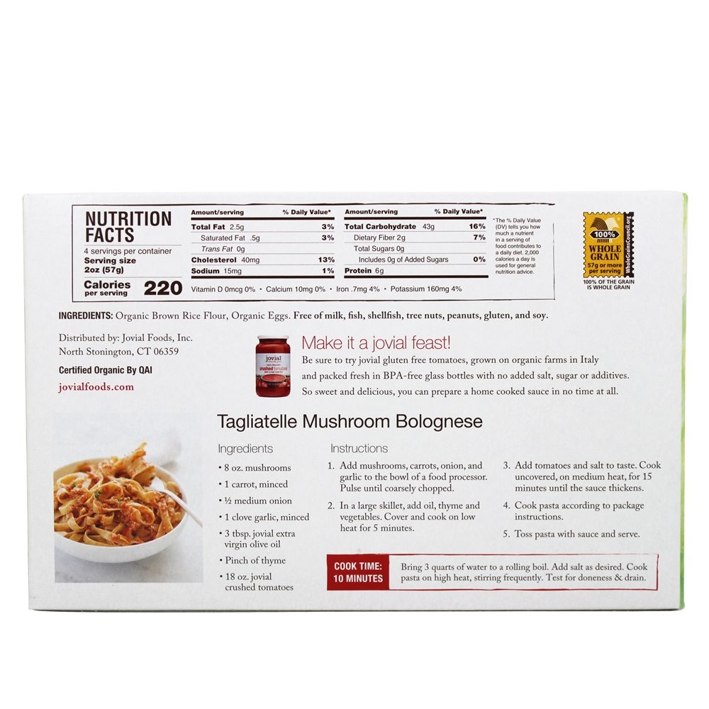 Tagliatelle de ovo sem glúten - 9 oz. Jovial Foods - Imagem 2