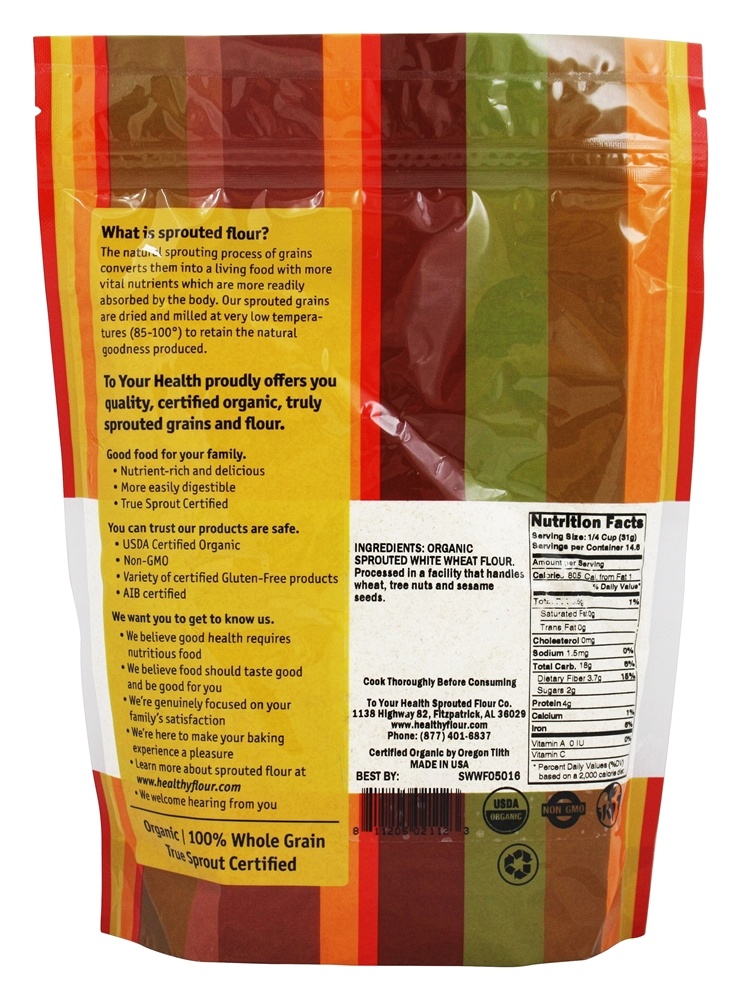 Farinha de Trigo Branca Brotada Orgânica - 16 oz. To Your Health - Imagem 2