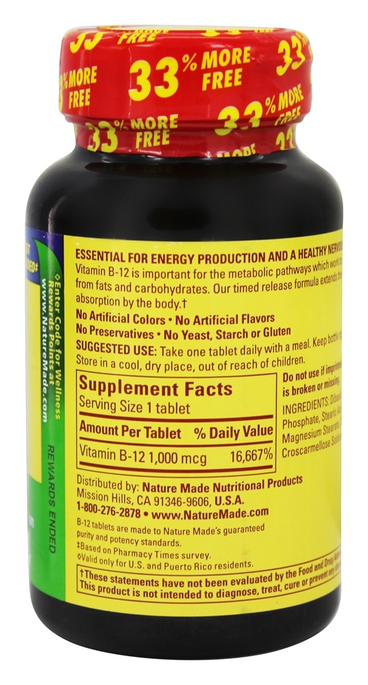 Vitamina B12 Liberação Programada 1000 mcg. - 160 Tablets Nature Made - Imagem 2