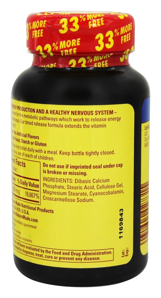 Vitamina B12 Liberação Programada 1000 mcg. - 160 Tablets Nature Made - Imagem 3