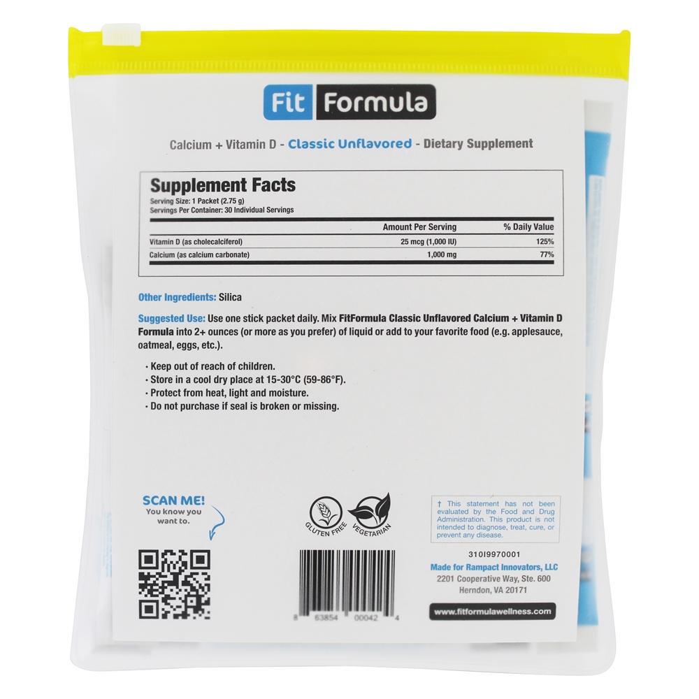 Cálcio e Vitamina D em Pó Fórmula Clássica Sem Sabor - 30 Pacotes (s) Fit Formula - Imagem 2
