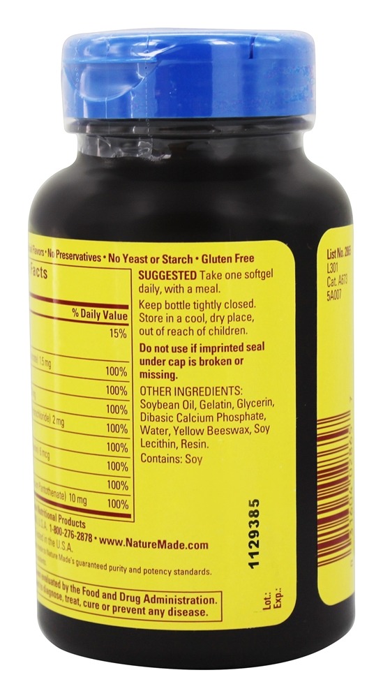 Super B Complexo Energético - 60 Softgels Nature Made - Imagem 3