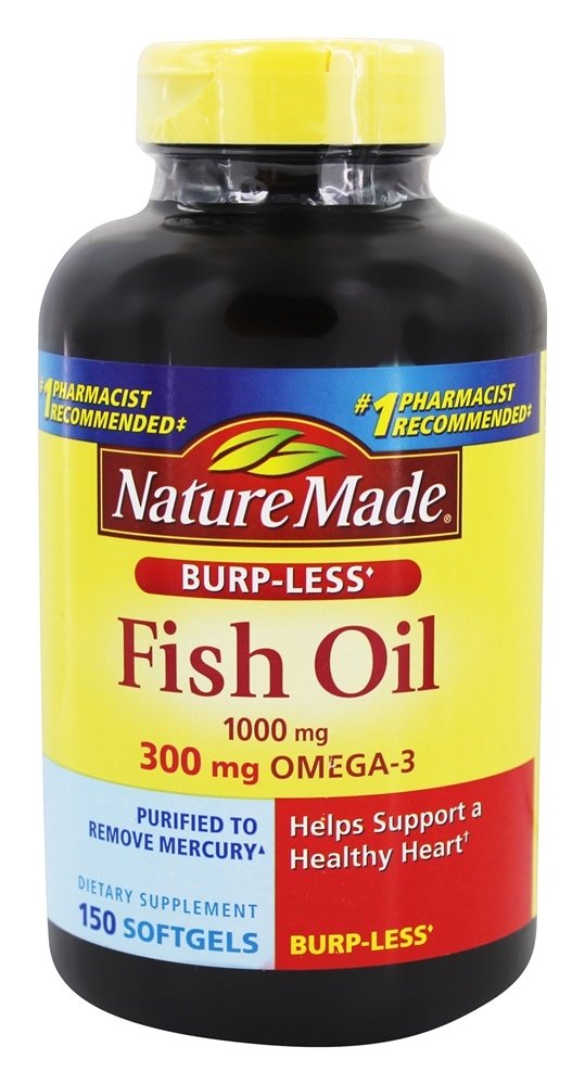 Óleo de Peixe Sem Arrotos 1000 mg. - 150 Softgels líquidos Nature Made
