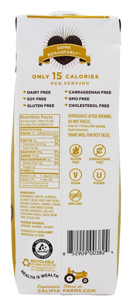 Amêndoa Leite Recipiente para o creme Noz-pecã Caramelo - 32 fl. oz. Califia Farms - Imagem 2