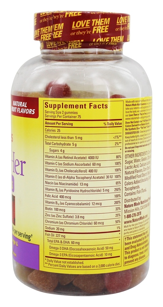 Multi para Ela Com Omega-3s Sabor Limão, Laranja e Morango - 150 Gummies Nature Made - Imagem 2