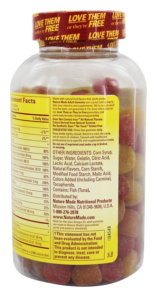 Multi para Ela Com Omega-3s Sabor Limão, Laranja e Morango - 150 Gummies Nature Made - Imagem 3