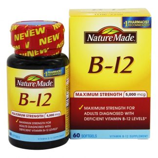 Vitamina B12 Potência Máxima 5000 mcg. - 60 Softgels Nature Made