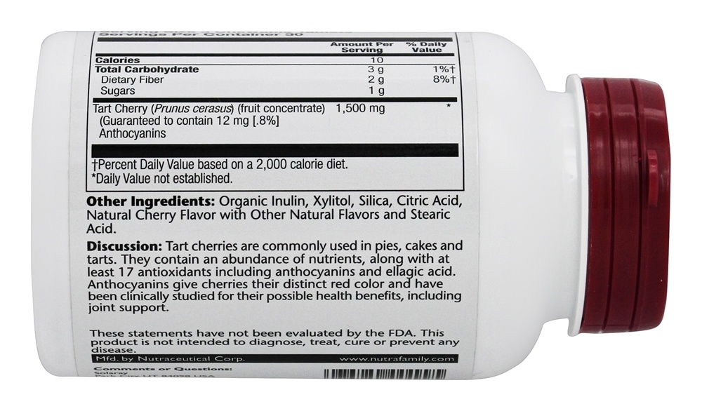 Extrato de Cereja Tart 500 mg. - 90 comprimidos mastigáveis Solaray - Imagem 3
