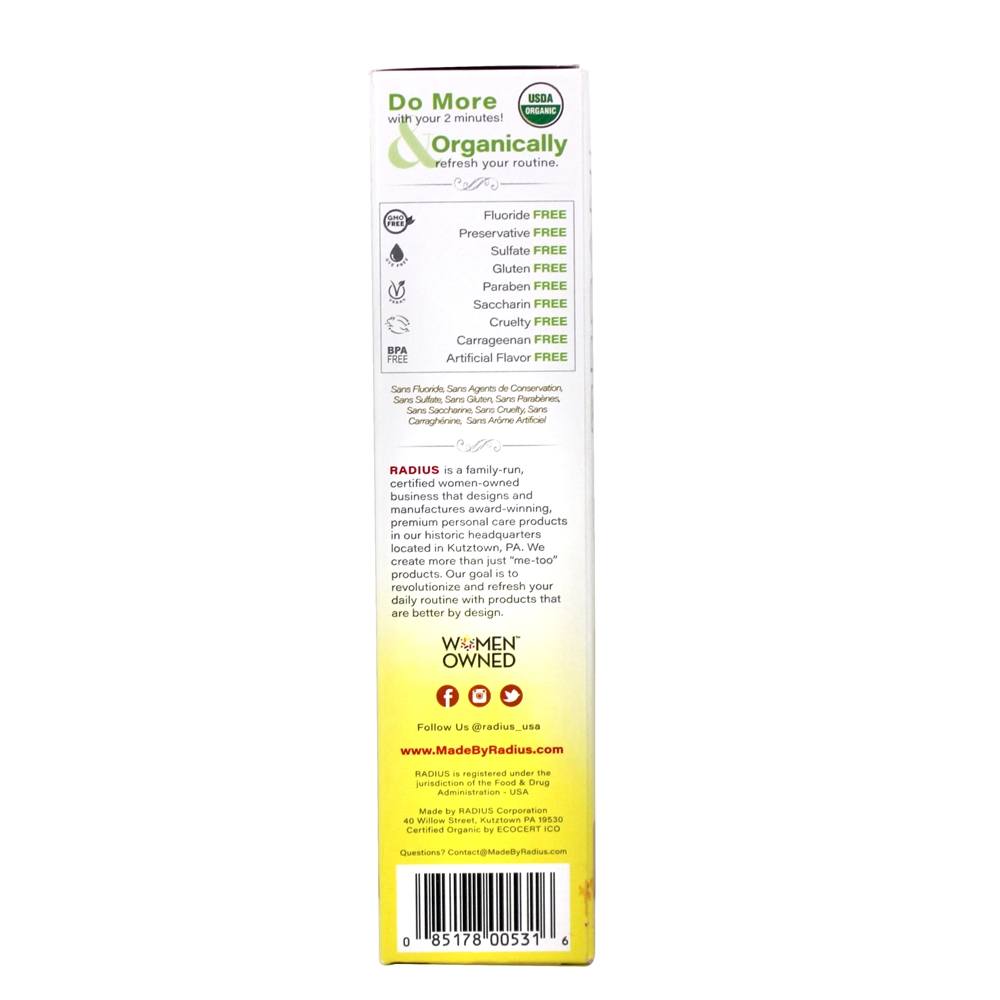 Toothpaste orgânico do óleo de coco para crianças Banana do coco - 3 oz. Radius - Imagem 2