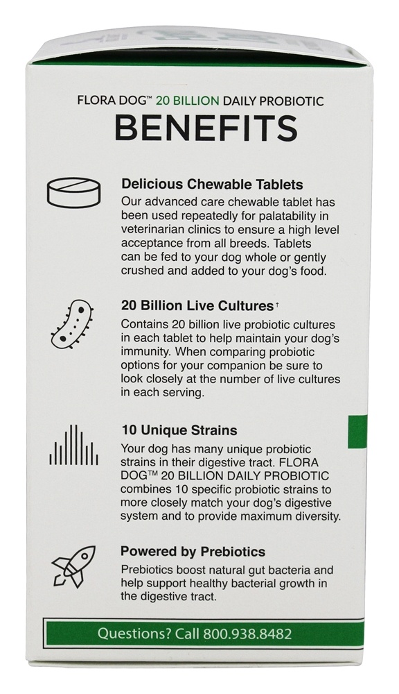 Flora Cachorro com carne probiótica diária com sabor de 20 milhões de CFU - 30 comprimidos mastigáveis Vital Planet - Imagem 3