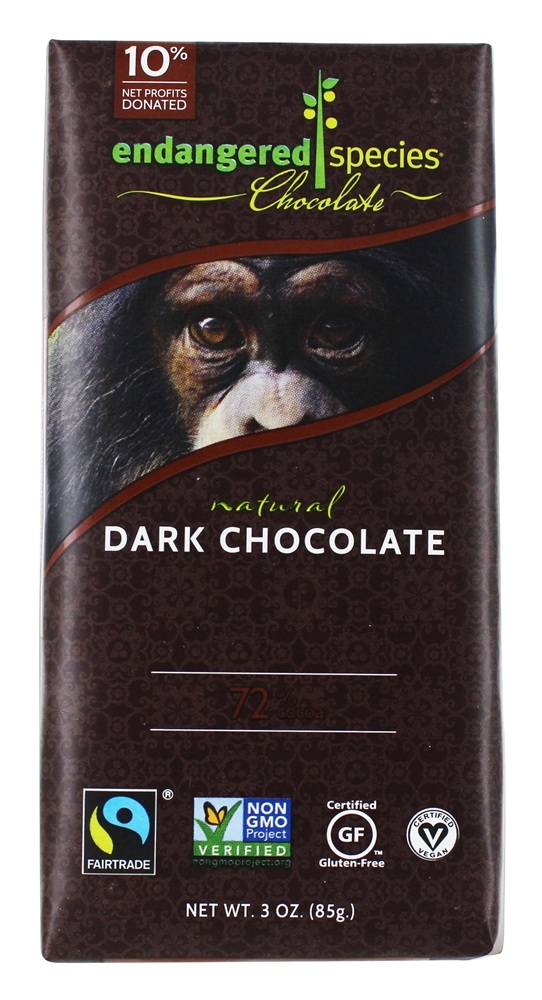 Caixa de barras de chocolate escuro 72 % de cacau arrojado e sedoso - 12 Barras Endangered Species - Imagem 4